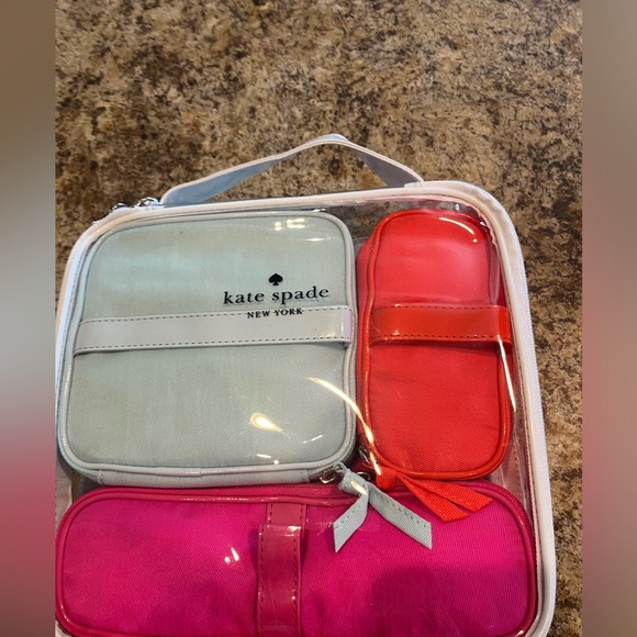 COPY - 4p Kate Spade Cosmetic Case Makeup Bag Set 🤍💙💖🧡 New!!! - Picture 1 of 1